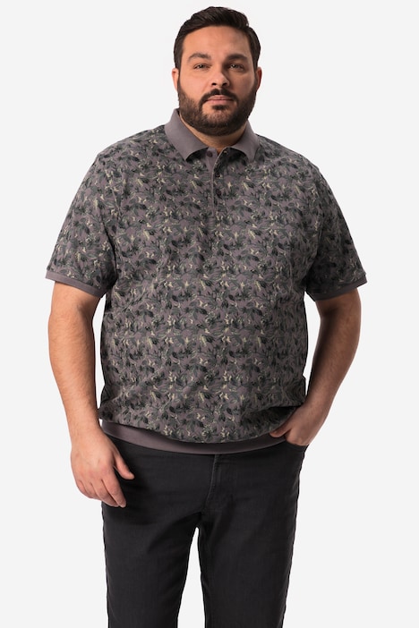Men+ Poloshirt Bauchfit, Halbarm, Piqué, allover Print, bis 84/86