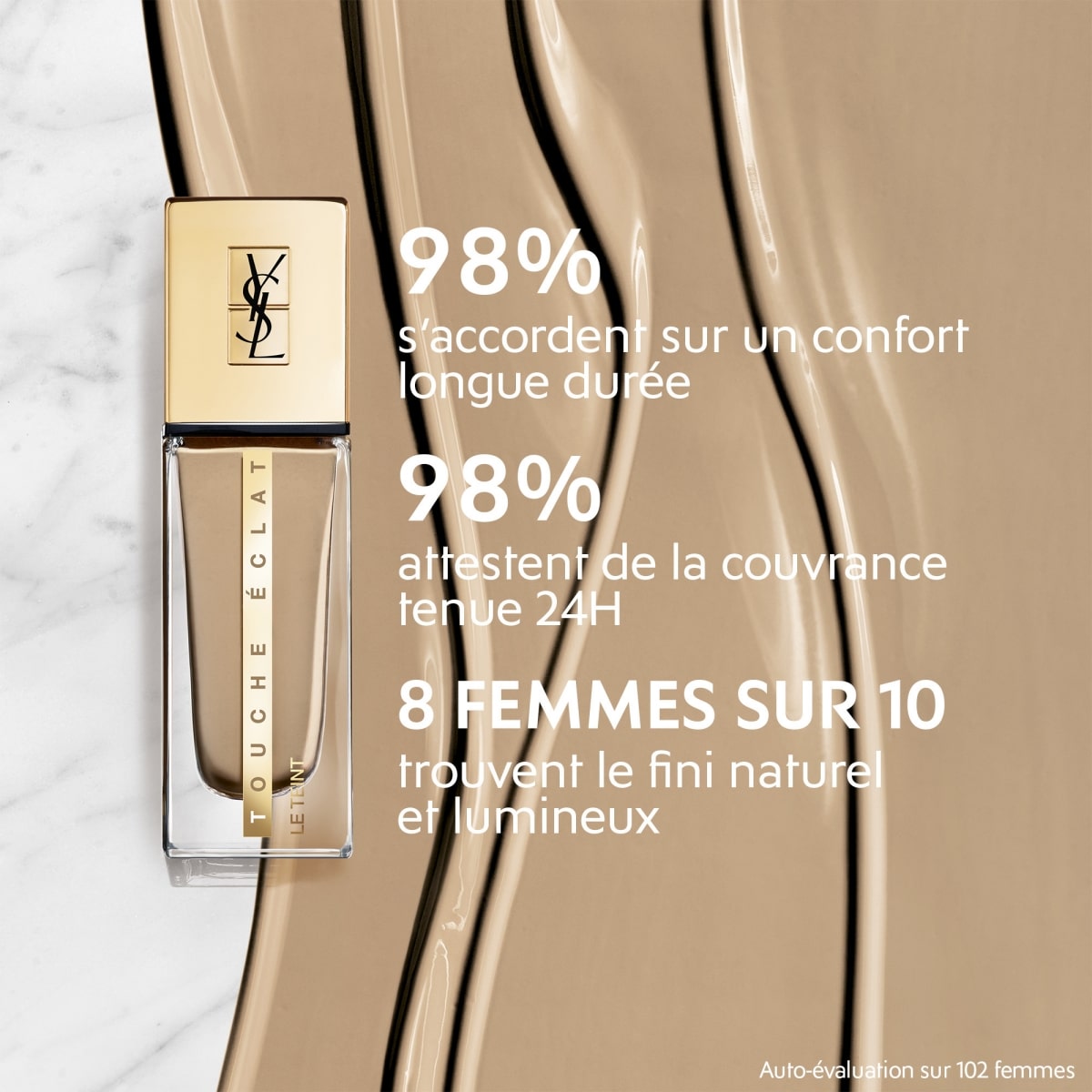 YVES SAINT LAURENT Touche Éclat Le Teint Fond de teint hydratant &  tenue 24H, naturel &  lumineux