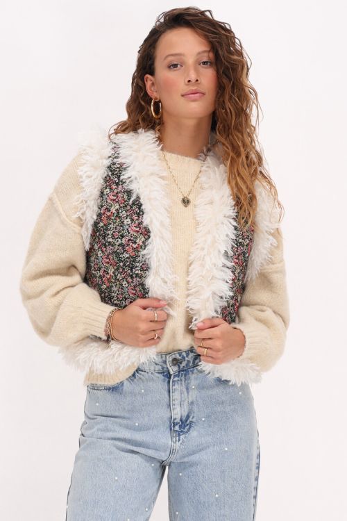 Multikleur furry gilet reversible
