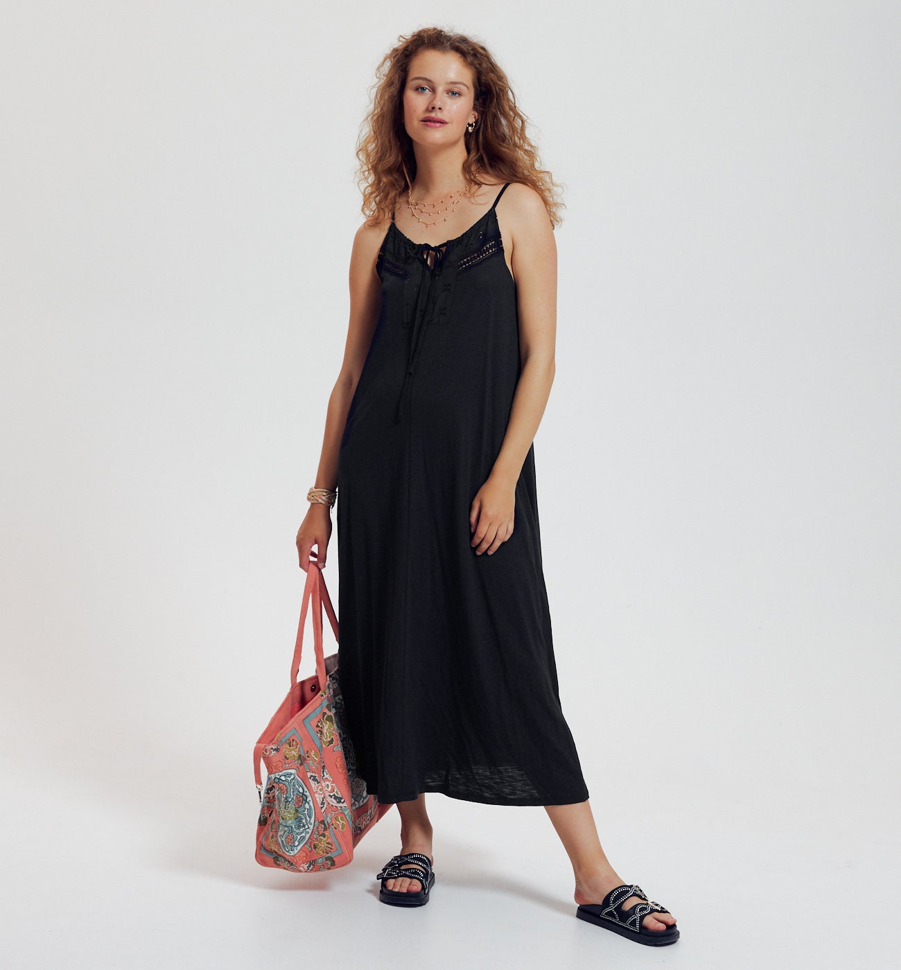 Robe longue en jersey Femme - Noir