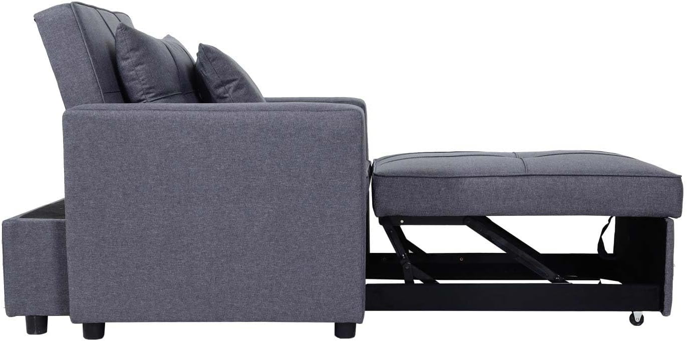 Mendler Schlafsessel HWC-L90, Klappsessel Schlafsofa Gästebett Relaxsessel, Liegefläche 197x103cm Stoff/Textil - dunkelgrau