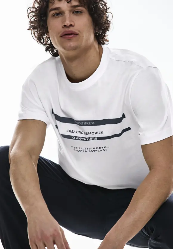 T-Shirt mit Brustprint - White