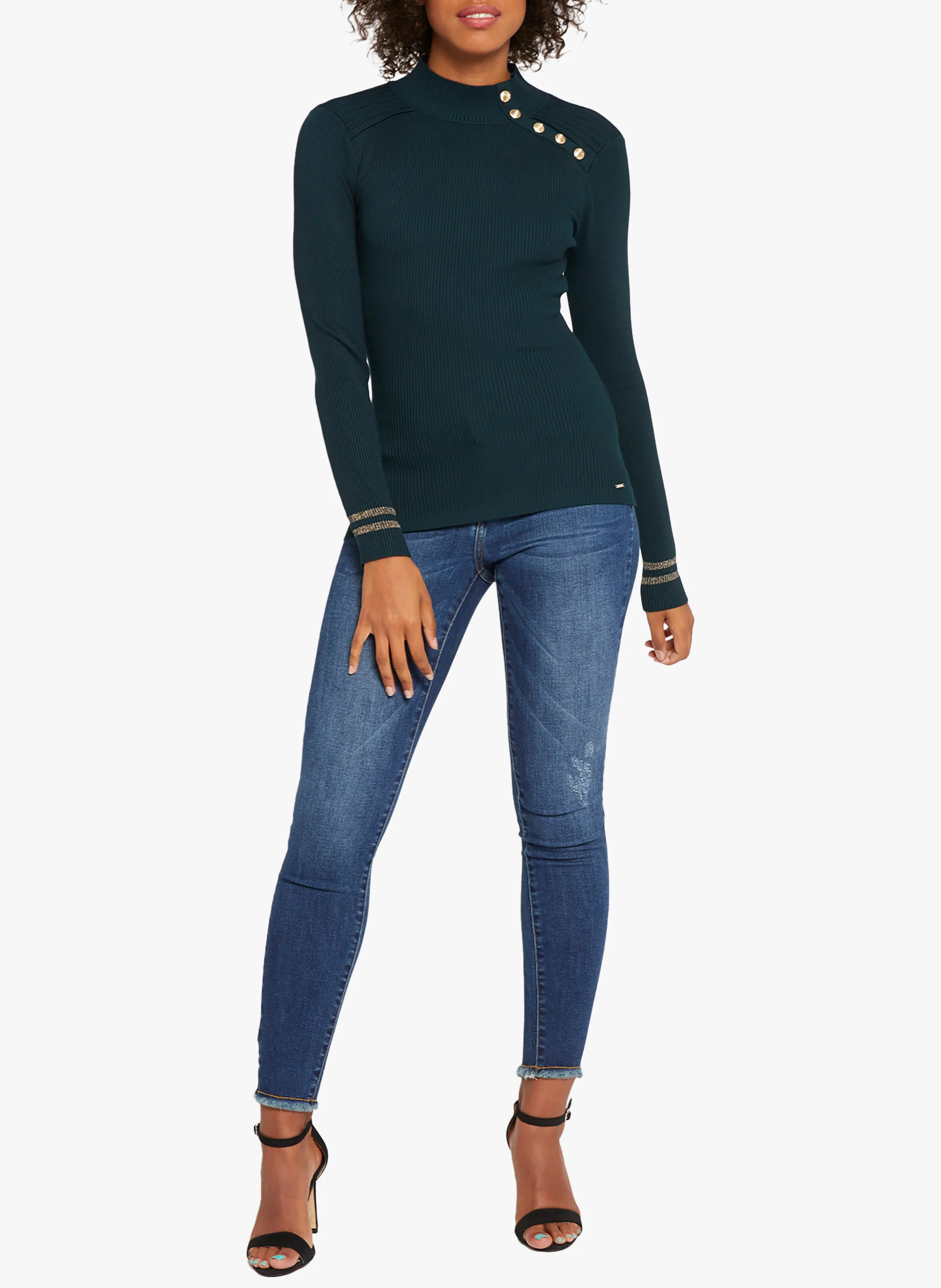 MAVAO.N - Pull col montant boutonné | Vert