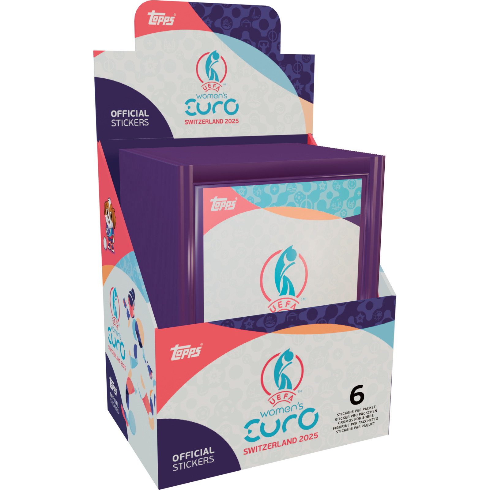 Topps UEFA Women's Euro Fussball 2025 Sticker Box, 50 Stickerpacks