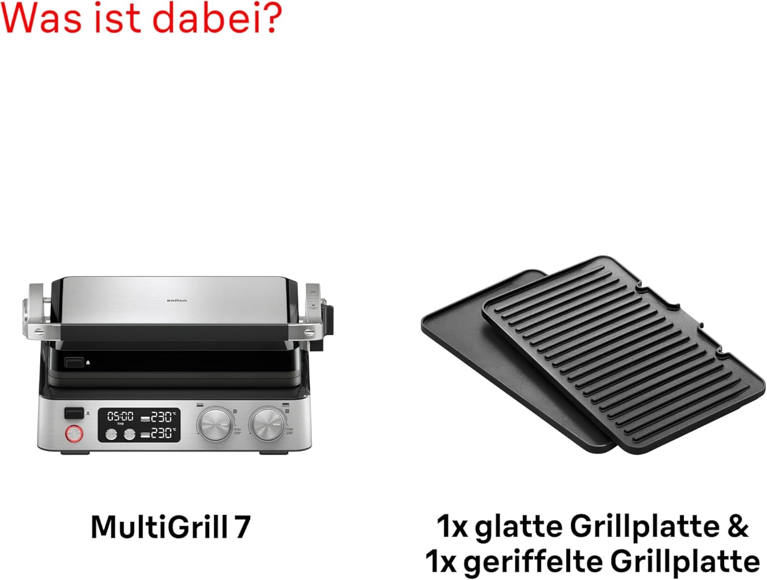 Braun MultiGrill 7 CG7040, 3-in-1 Kontaktgrill, BBQ & Ofen, große Grillfläche (12 Burger), 2000W, 230°, spülmaschinengeeignet (Plancha & Grill), Fettauffangschale, Elektrogrill Indoor