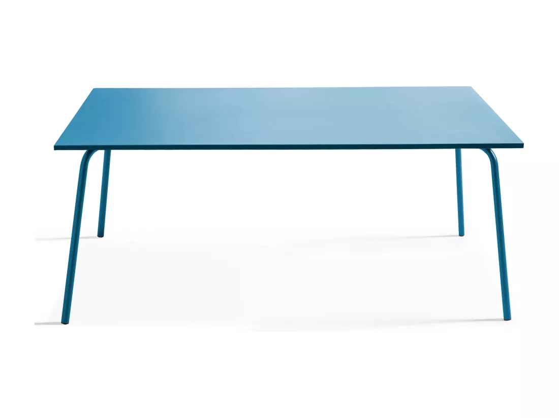 Ensemble table de jardin et 8 fauteuils en métal bleu pacific - Palavas