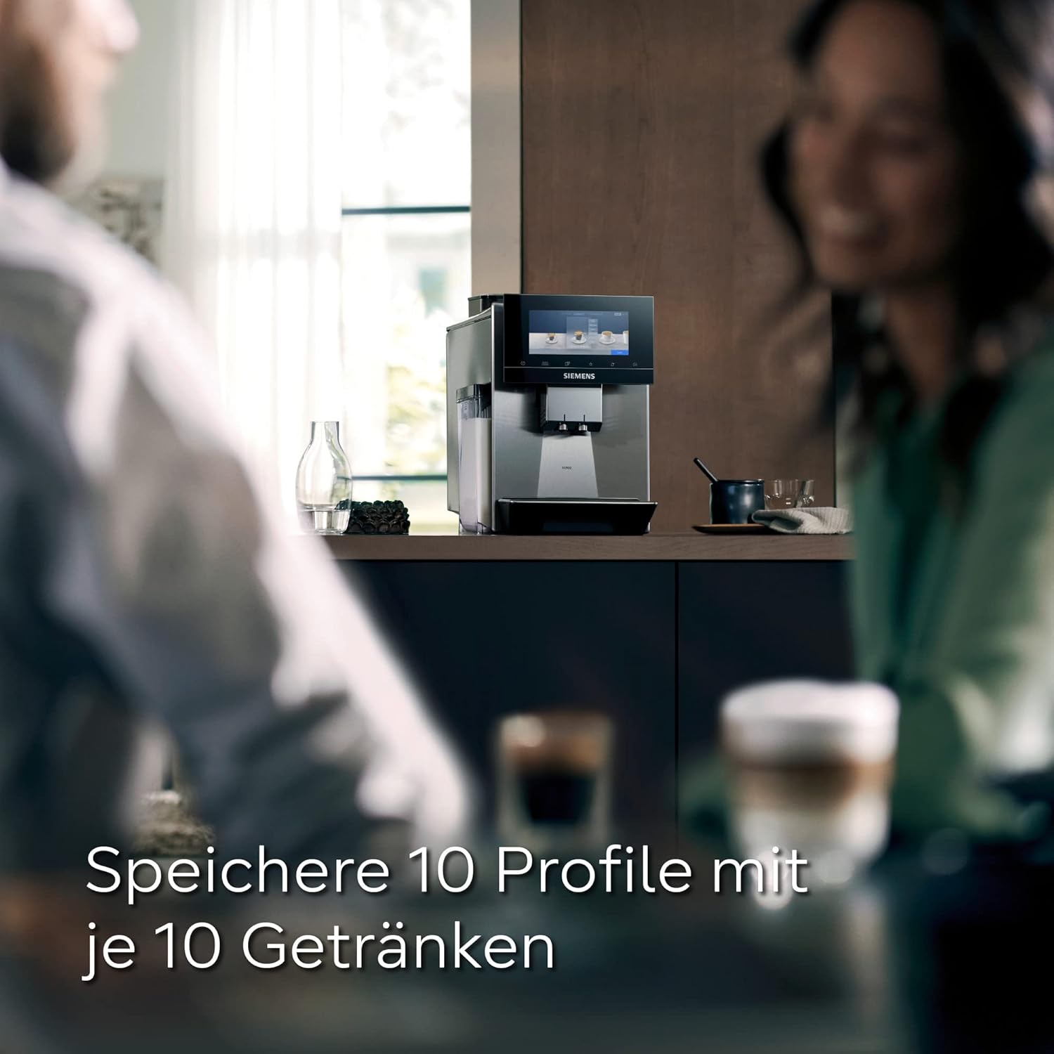 Siemens, machine à café automatique EQ900 TQ903D03, contrôle par l'application, écran tactile, mode barista, AromaBoost, réduction du bruit, broyeur premium, nettoyage à la vapeur, 1 500 W, inox