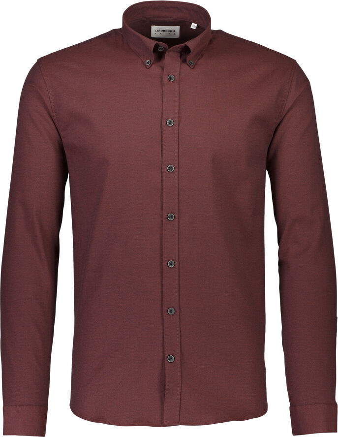 Lindbergh Mouliné stretch shirt L/S Rød