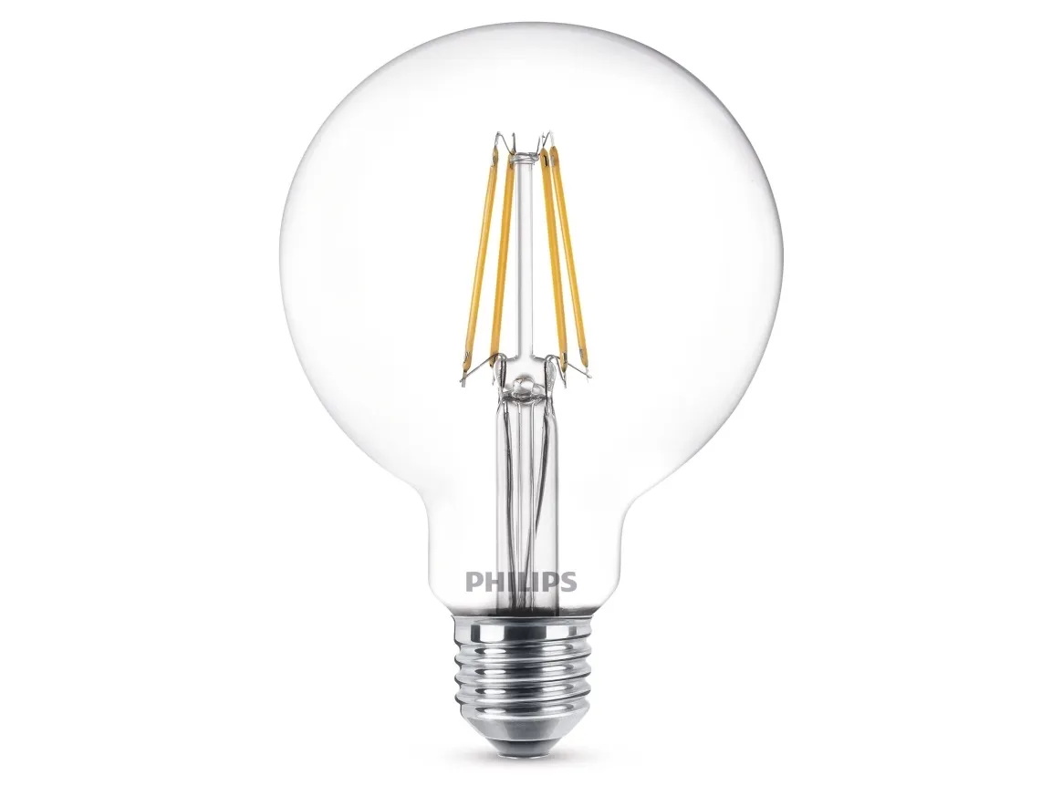 Philips - LED-lyspære - form: kugle - klar finish - E27 - 7 W (tilsvarende 60 W) - klasse A   - varmt hvidt lys - 2700 K