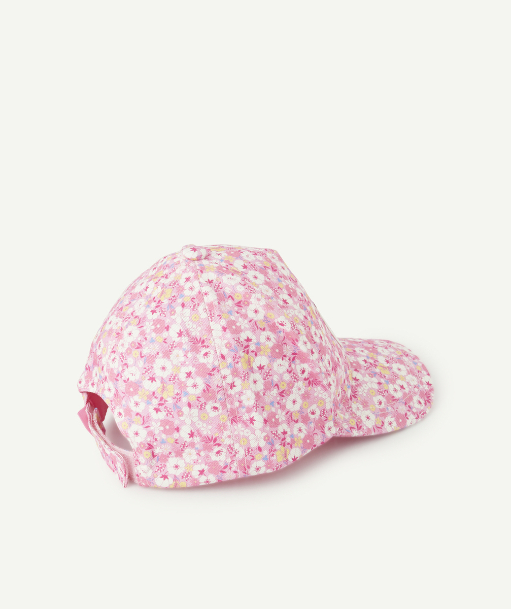 CASQUETTE BÉBÉ FILLE IMPRIMÉ FLEURS ET PATCH BRODÉ CLUB BISOUS