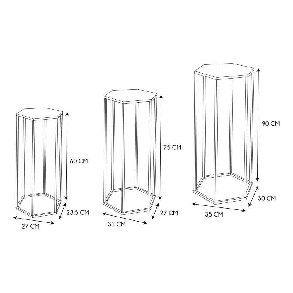 Sellettes assorties en métal (lot de 3)