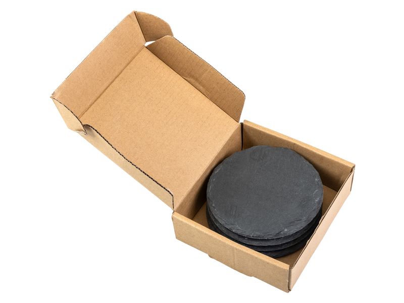 COCON Kerzenuntersetzer Ø 10 cm, Schiefer, Schwarz, 4 Stück Untersetzer aus Schiefer für Kerzen