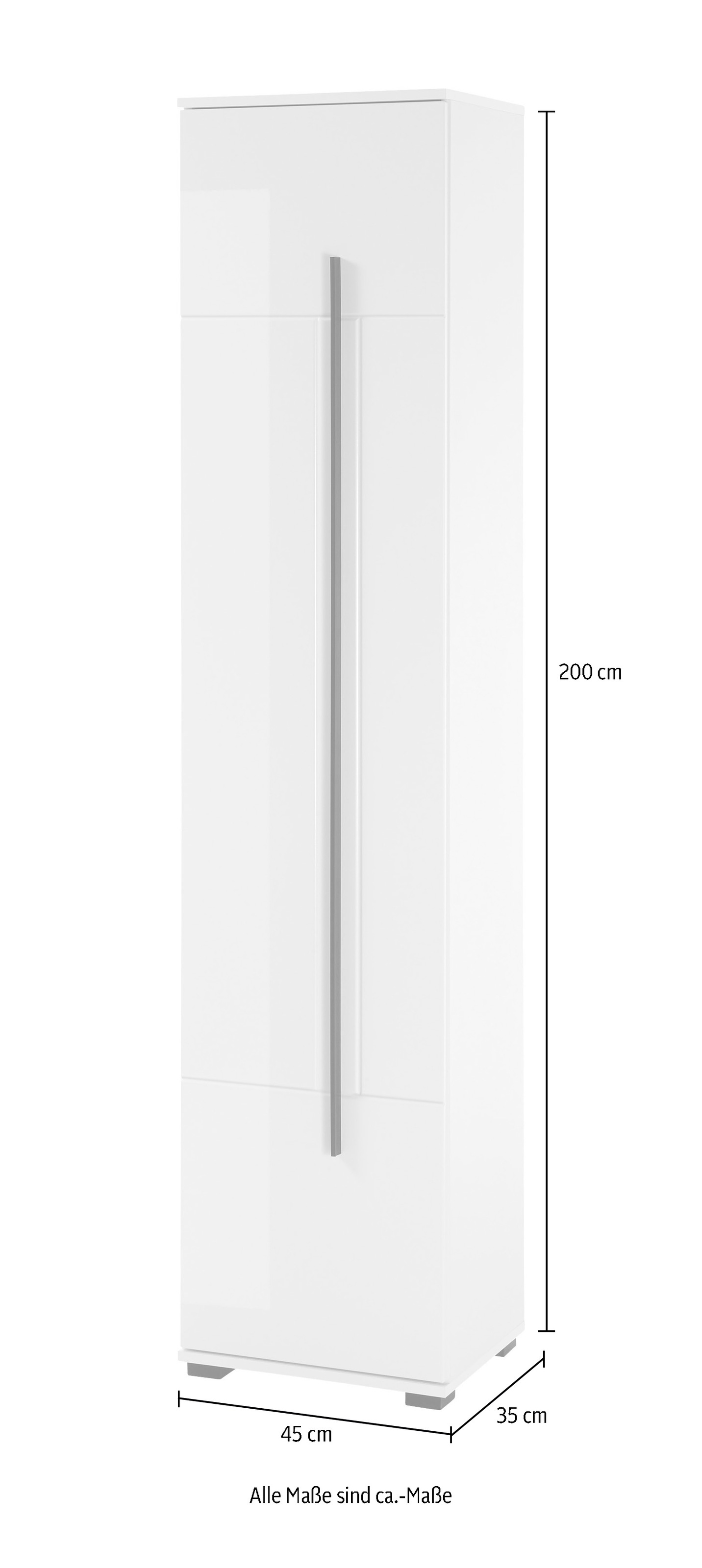 INOSIGN Hochschrank »Cantara, Badschrank in Hochglanz Weiss, Hochschrank im modernen Design« mit schwarzen Griffen, ausreichend Stauraum