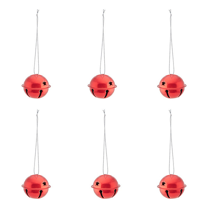 Assortiment 6 boules de noel grelots rouge