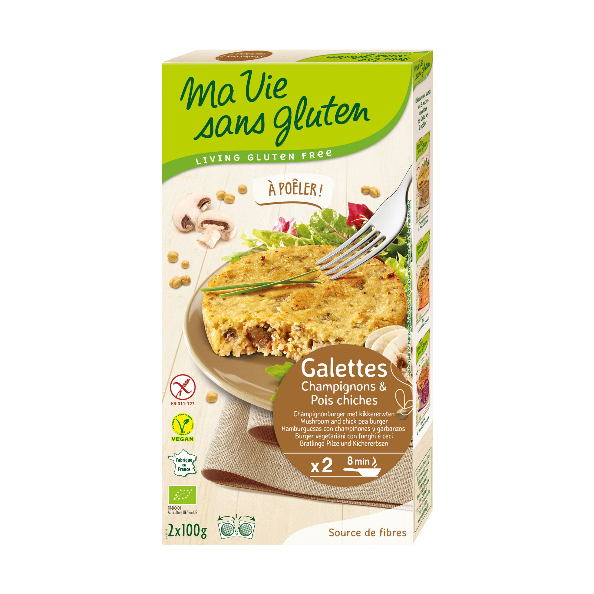 Ma Vie Sans Gluten Bratlinge<br>2 × 100 g, Pilze-Kichererbsen