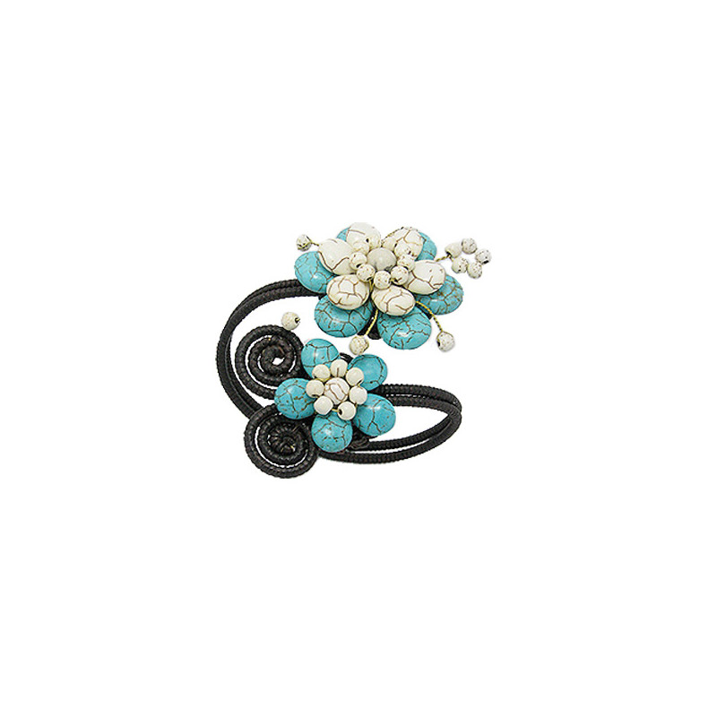 Bracelet Fleurs en Gemstones Turquoise et Blanc