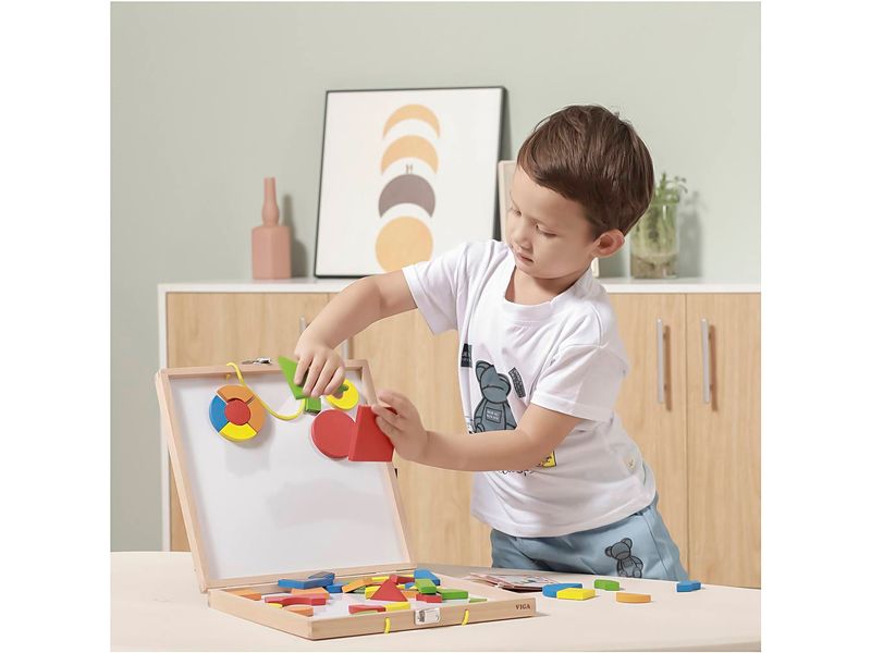 Viga Beschäftigungsspielzeug Magnetisches Activity Set Magnet-Formenspiel aus Holz