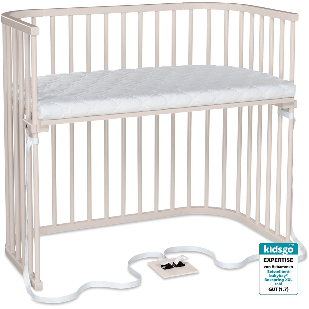 Køb babybay® Bedside Crib Beige Varnished Boxspring Xxl Co-Sleeper Babyseng