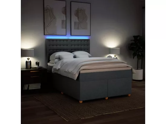 Sommier à lattes de lit avec matelas Gris foncé 160x200cm Tissu