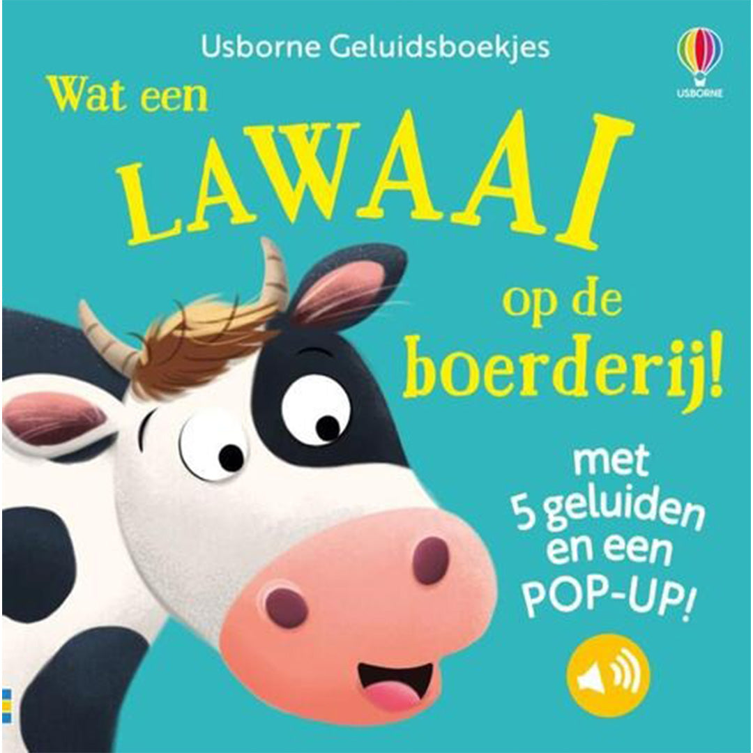 uitgeverij usborne geluidenboek wat een lawaai op de boerderij!