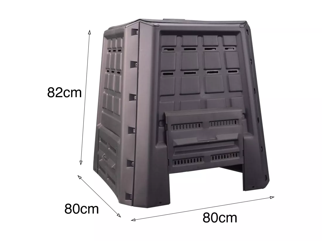 Poubelle Herne, Composteur de jardin, Conteneur pour compostage domestique, 100% Made in Italy, 80x80h82 cm, Anthracite