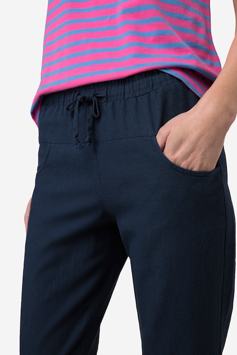 7/8-Leinenmix-Hose, konisch, Elastikbund