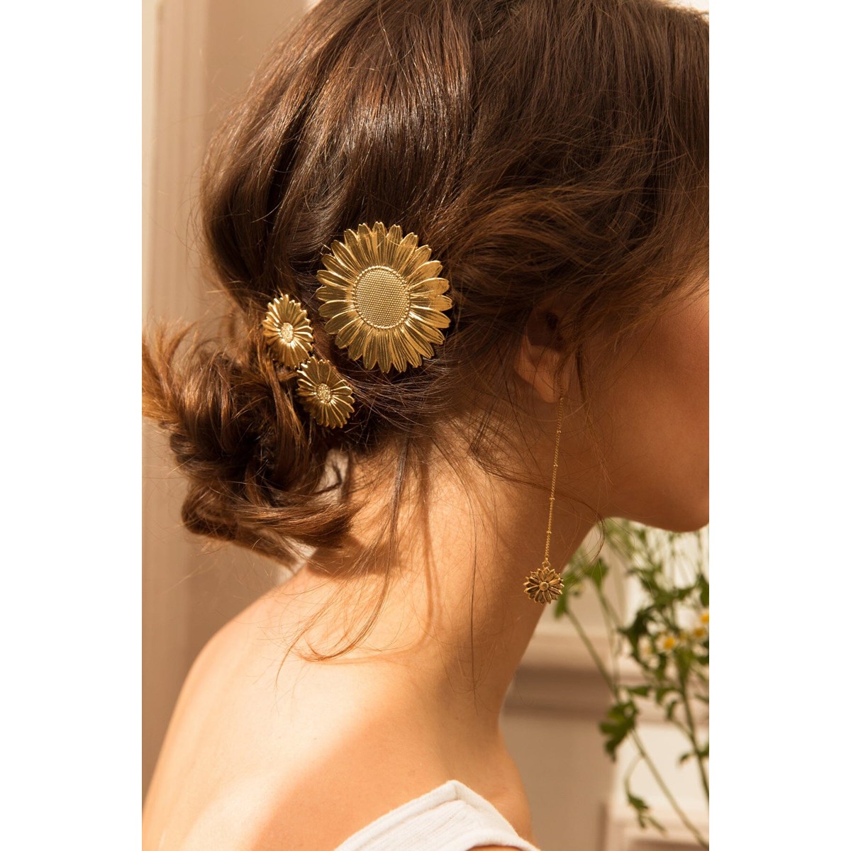 maxi barrette fleur doré à l'or fin - MAÏA