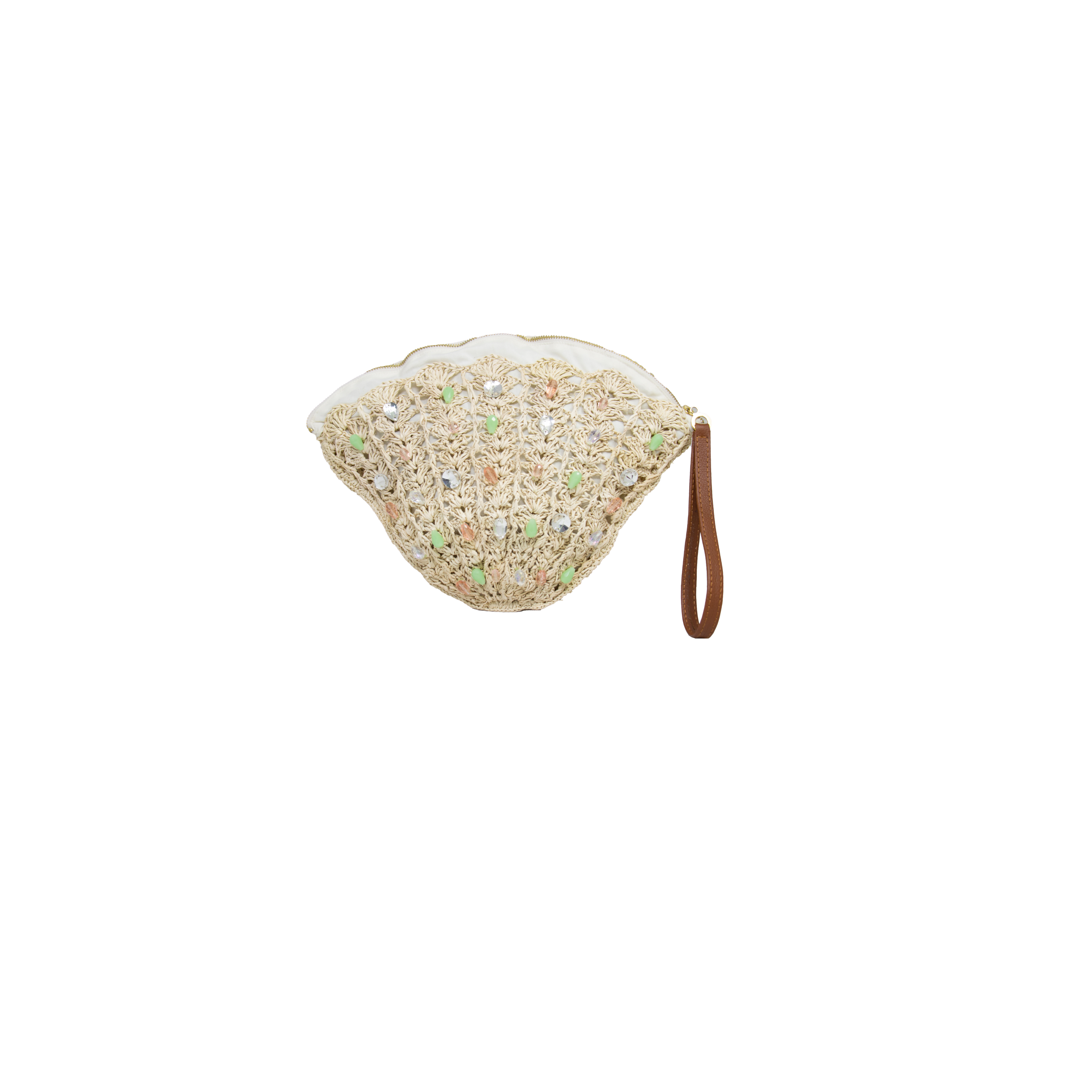 Pochette coquillage brodée de cristaux