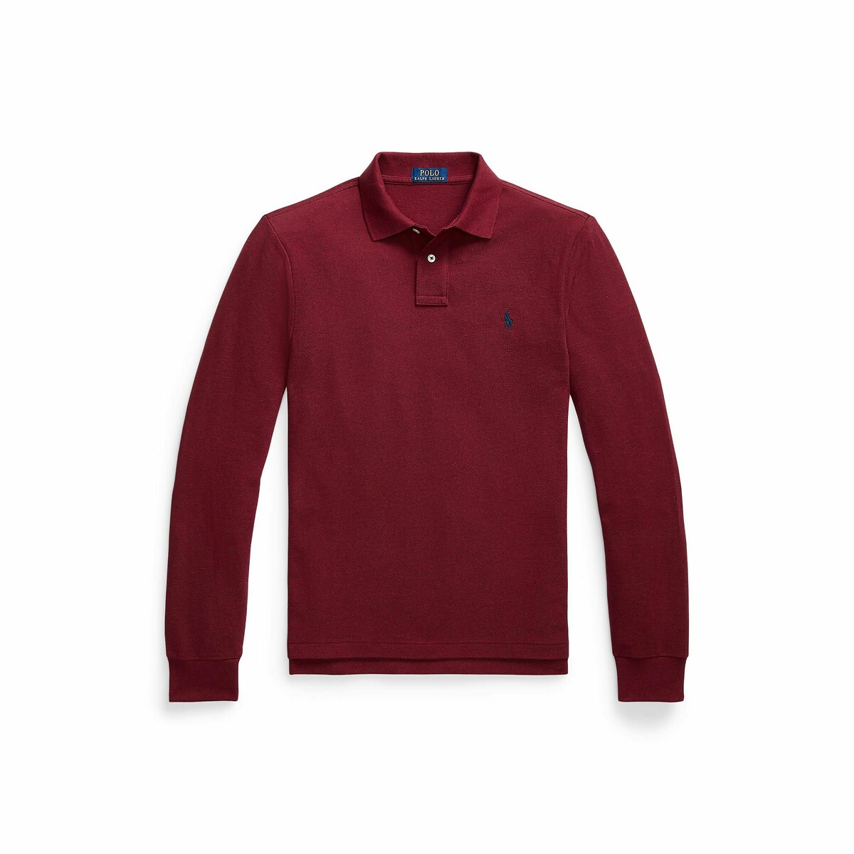POLO RALPH LAUREN<br>Polo de manga comprida com corte justo em piqué