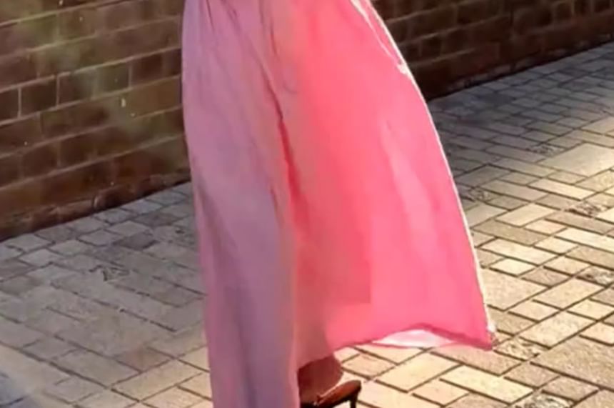 innomori - Set: Mock Neck Plain Tank Top + High Waist Maxi A-Line Rok