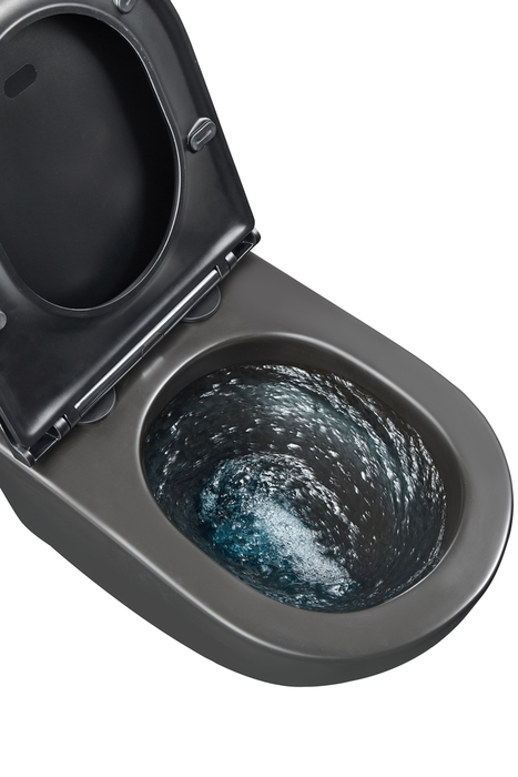 Væghængt toilet rund m/Vortex skyl - sort