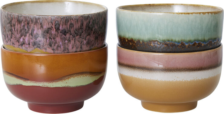 HK Living 70s ceramics noodle bowls geyser set of 4 Multi