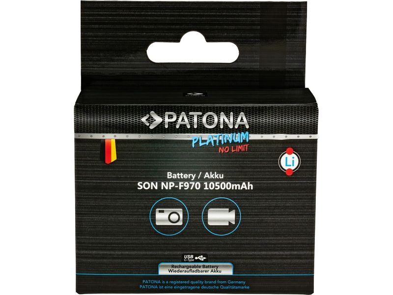 Patona Platinum Akku für Sony NP-F970, F960, F950 inkl. Pow Platinum Batteriesatz für Sony