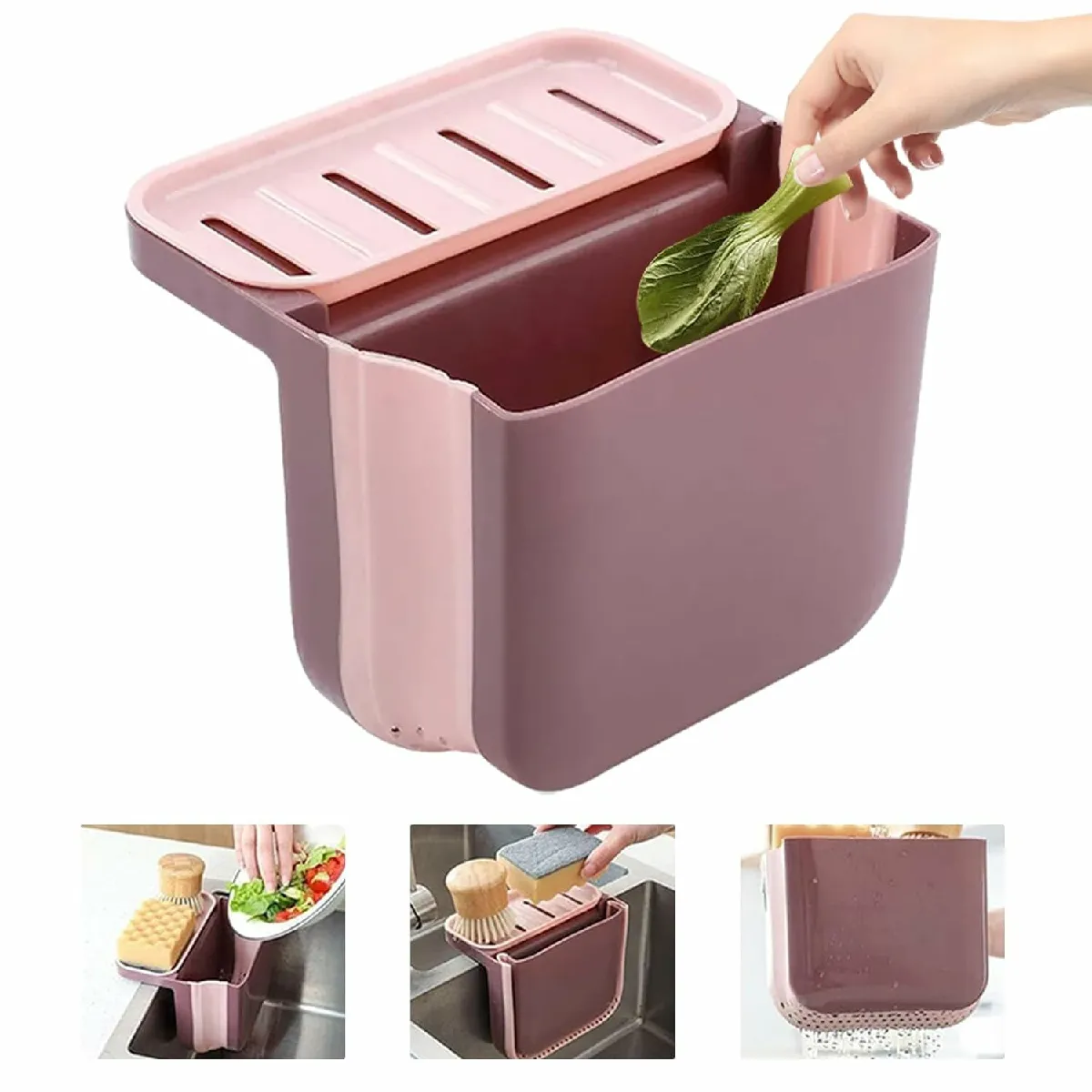 Vendos85 Poubelle Séparation Sèche et Humide 1L - Rose