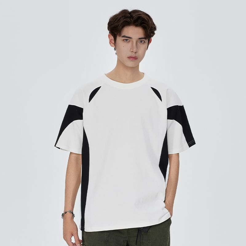VEAZ - T-shirt met korte mouwen, ronde hals en tweekleurige print