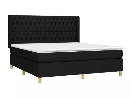 Sommier tapissier avec matelas et LED Noir 180x200 cm Tissu