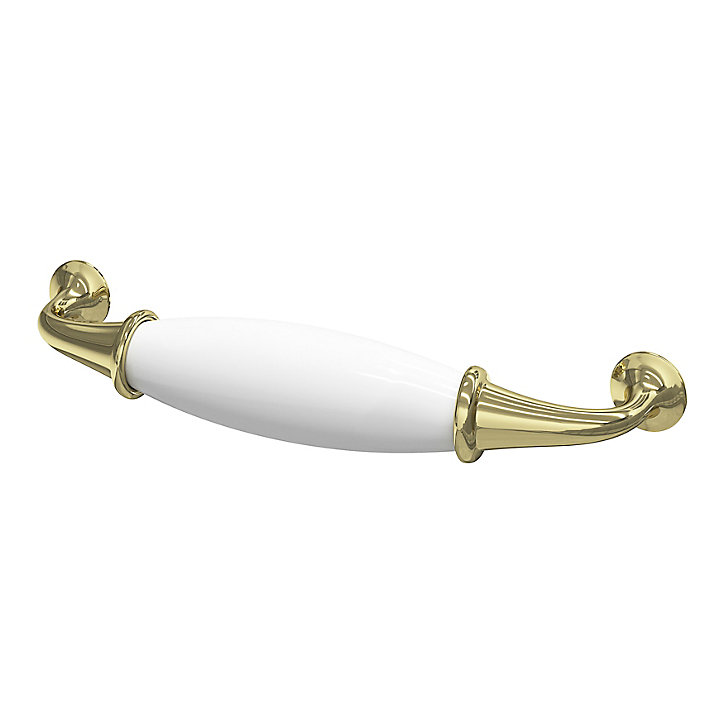 Poignée de meuble nœud GoodHome Porcelaine Vras doré brillant l.14.2cm x h.2cm x p.3.7cm