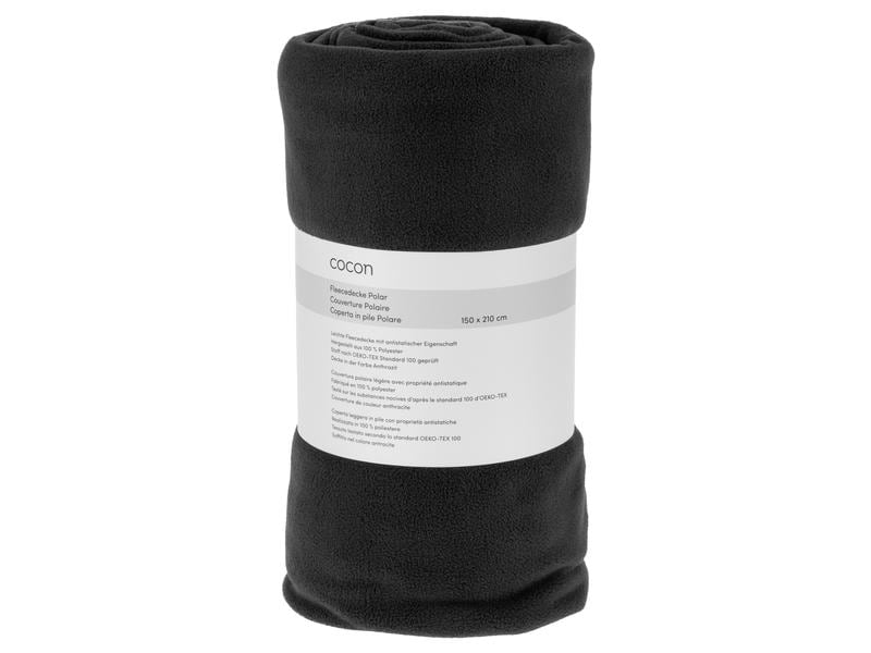 COCON Decke Fleece Polar 150 x 210 cm, Anthrazit Flauschige Fleecedecke