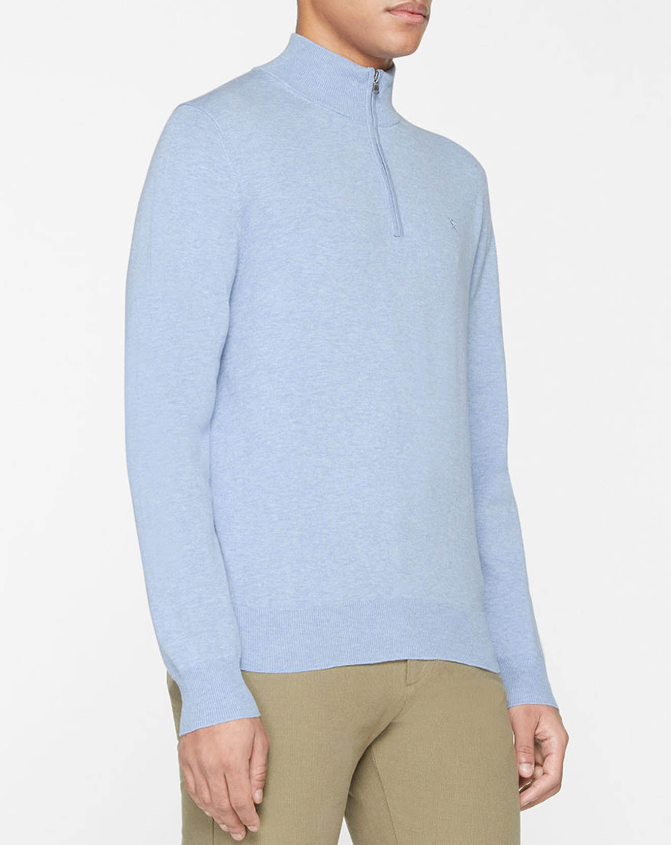 Hackett London Pull en Soie mélangée col camionneur bleu ciel
