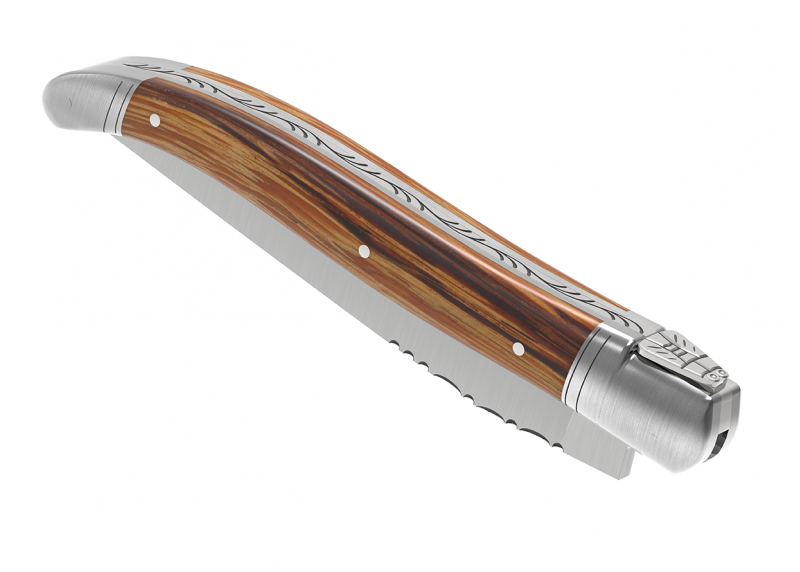 Couteau Laguiole avec un manche en bois de serpent et 2 mitres en acier inoxydable