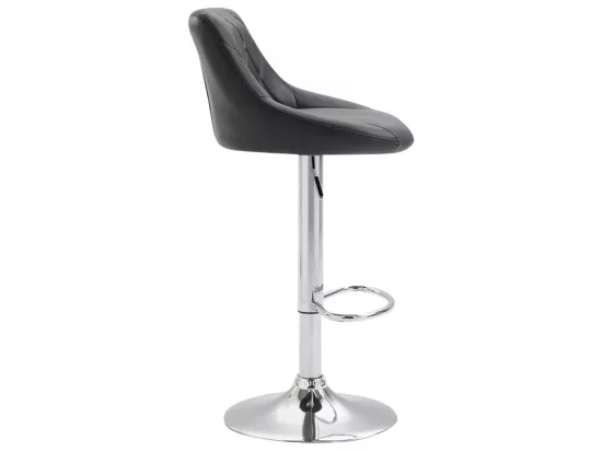 Lot de 2 Tabouret de bar - Similicuir & Métal chromé - Noir - Lazio