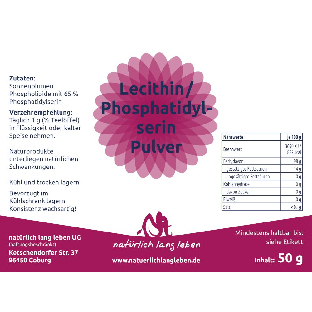 natürlich lang leben Lecithin / Phosphatidylserin 65 %