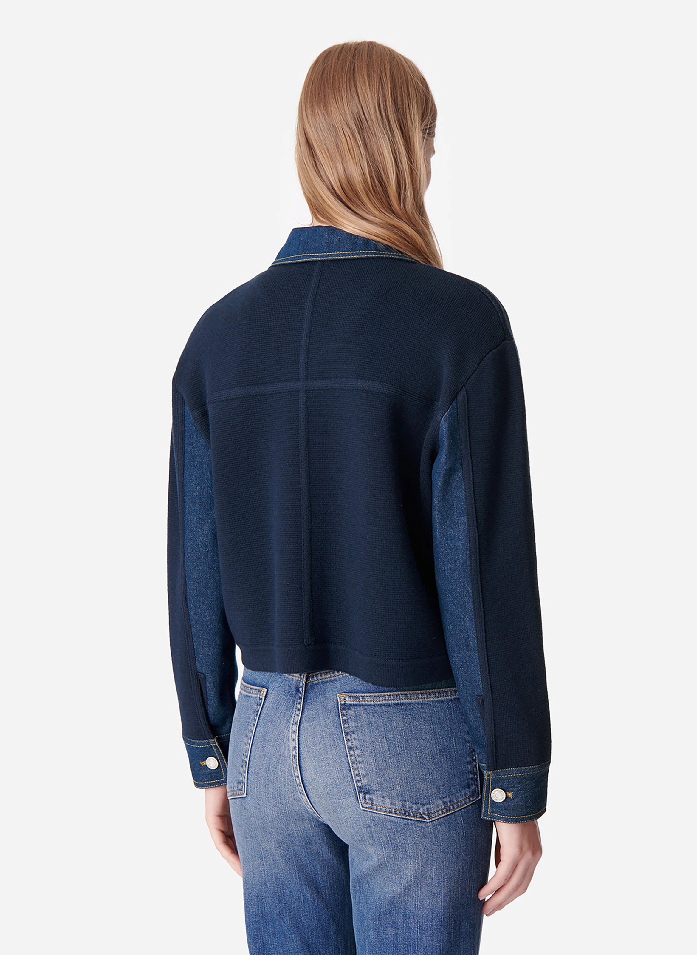 DENVER - Veste droite col classique en laine mélangée | Bleu