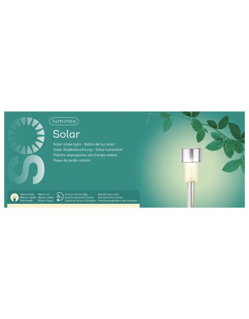 Lumineo Solar Stake Light - Tuinverlichting - Ø5x24 cm Warm Wit