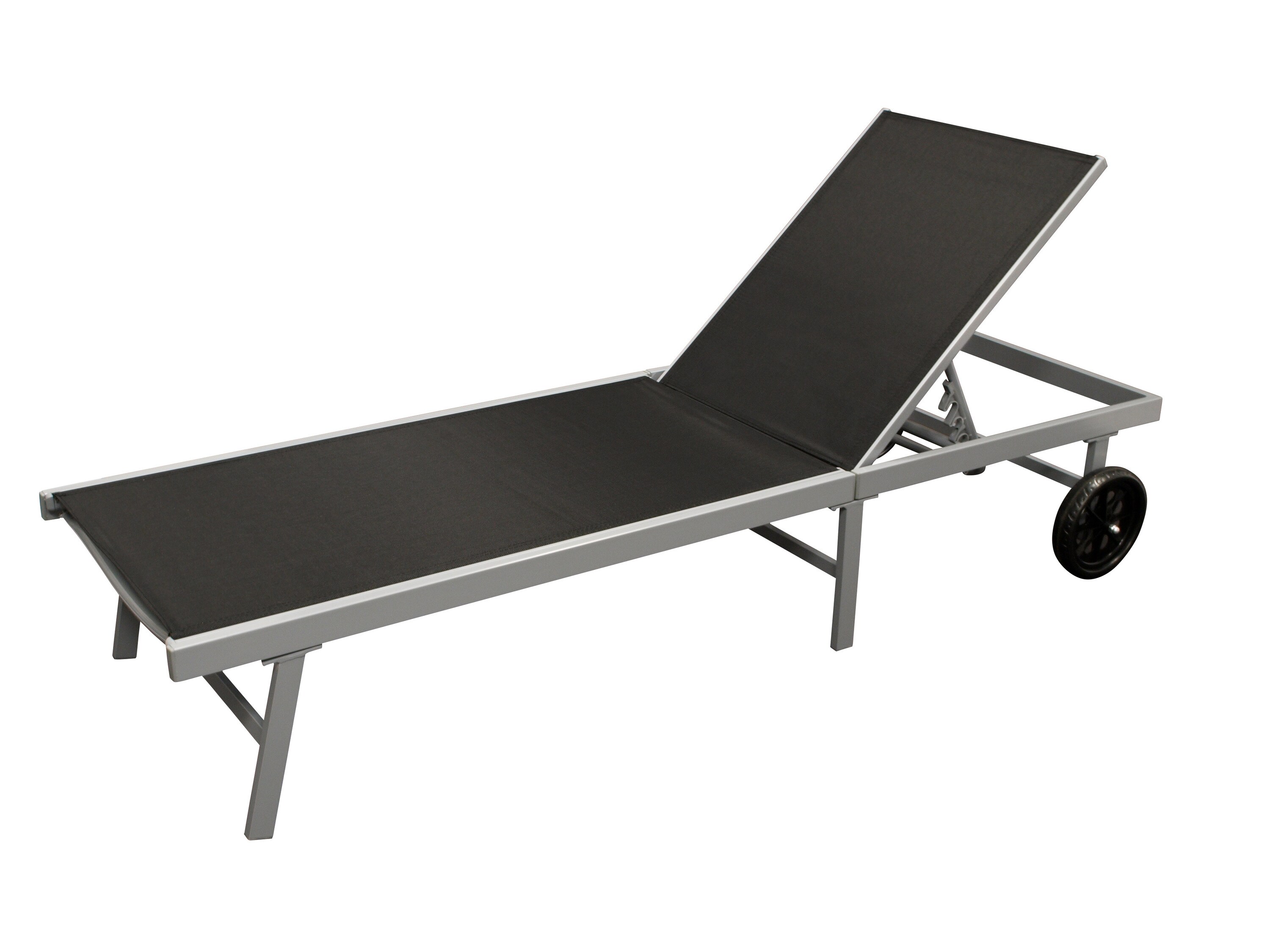 DEGAMO Rollenliege OSTIA, Aluminium silber + Textilgewebe schwarz, 200cm