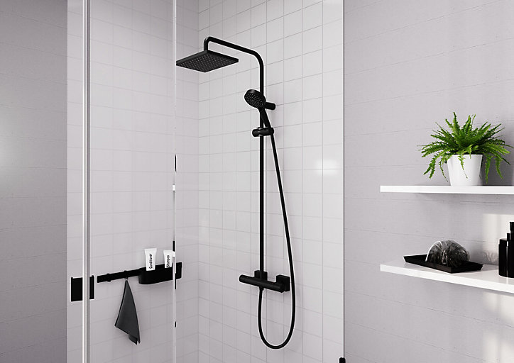 Colonne de douche thermostatique noir Hansgrohe Eco Vernis Shape