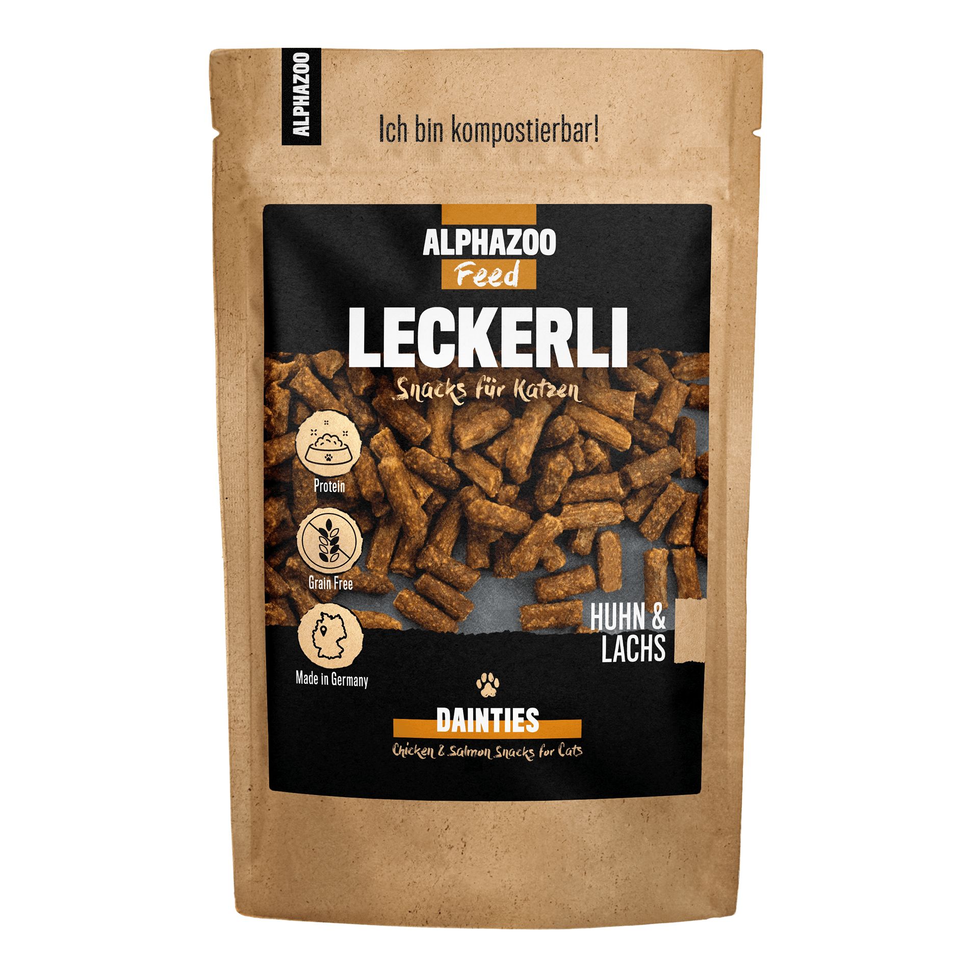 ALPHAZOO Leckerli Huhn & Lachs, Snacks für Katzen