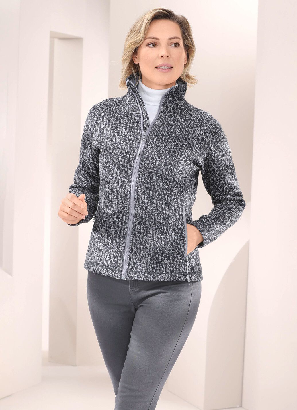 Fleecejacke in Strickoptik