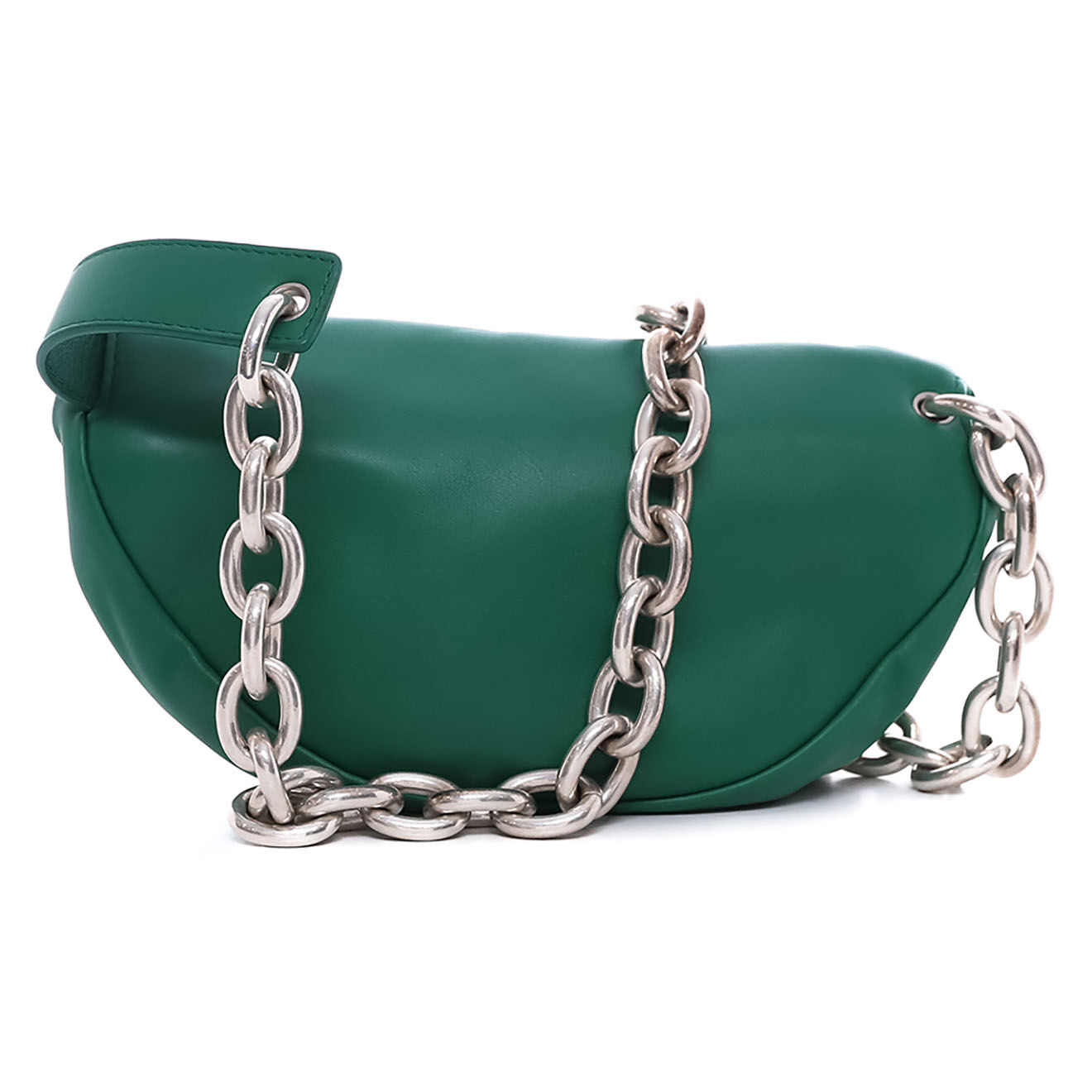 Bottega Veneta Sac bandoulière Pouch Chain en Cuir vert - Très bon état - L.22 cm