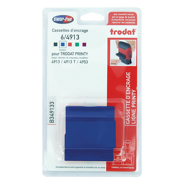 Blister de 3 recharges d'encre bleue  6/4913 Trodat pour tampon à composer soi-même